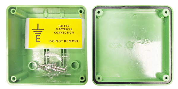 Earth Connection BoxesEarth Electrode Box (Green) c/w Safety Label - Deligo
