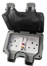 2 GANG 13AMP RCD SWITCHED IP66 WEATHERPROOF SOCKET ACTIVE