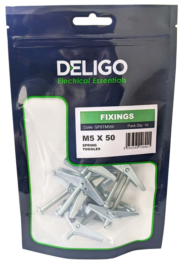 Fixing Spring Toggles M5 X 50 SPRING TOGGLES (BOXED) Pack Qty 10 - Deligo