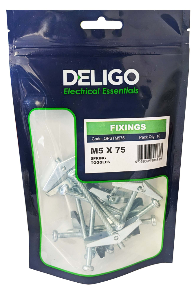 Fixing Spring Toggles M5 X 75 SPRING TOGGLES (BOXED) Pack Qty 10 - Deligo