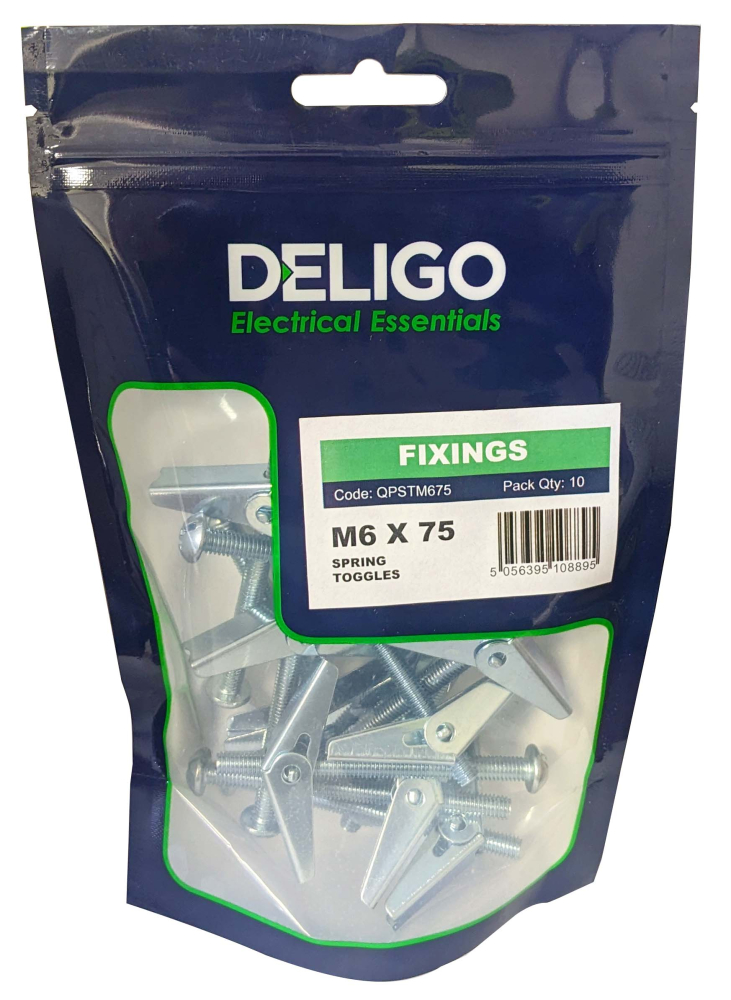 Fixing Spring Toggles M6 X 75 SPRING TOGGLES (BOXED) Pack Qty 10 - Deligo