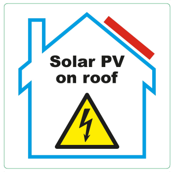 'Solar PV on Roof' Warning Label