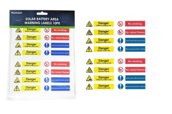 Solar Battery Area Warning Labels (10 Sheets)
