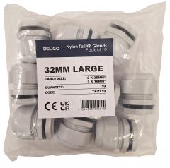 Deligo IP68 Nylon Tail Kit Compression Gland, 32mm, With 25mm Tails + 16mm, Amendment 3, UK Made
