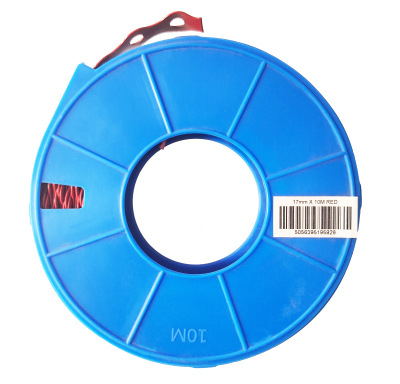BANDING 17mm x 5mm h 0.8 x 10m roll Red coated LSZH