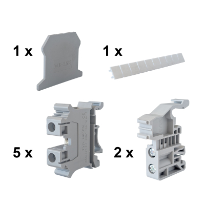 5 x 10mm Grey DIN Rail Terminal Kit