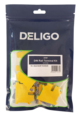 10 x 4mm Earth DIN Rail Terminal Kit