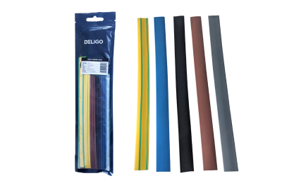 12.8mm-6.0mm HEAT SHRINK PACK 3PS EACH BL/BU/BR/GY/G+Y 250MM