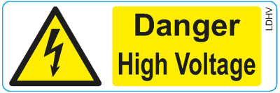 DANGER HIGH VOLTAGE VINYL SELF ADH 75MM X 25MM (25/ROLL)