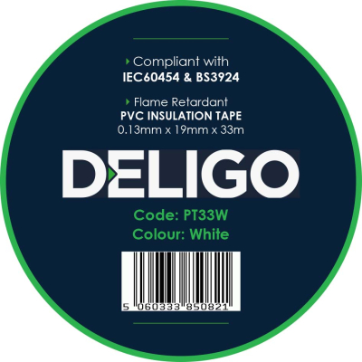 33 METRE WHITE PVC INSULATION TAPE