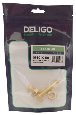 M10 X 50 BRASS NUTS, BOLTS & W Pack Qty 2