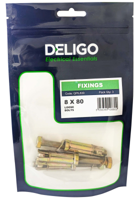 LOOSE BOLTS 8 X 80 (L830) Pack Qty 3