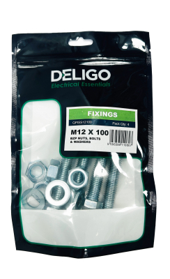 M12 X 100 NUTS, BOLTS & WASHER Pack Qty 4