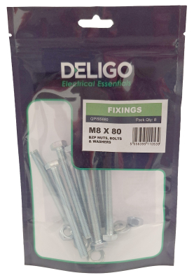 M8 X 80 NUTS, BOLTS & WASHERS Pack Qty 8