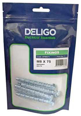 M8 X 75 MASONRY BOLTS Pack Qty 7