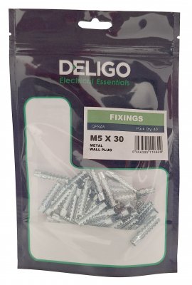 Metal Wall Plugs M5 x 30mm (Pack of 40)