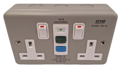 Metal RCD Switched Socket Double 13A