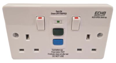 Plastic RCD Switched Socket Double 13A