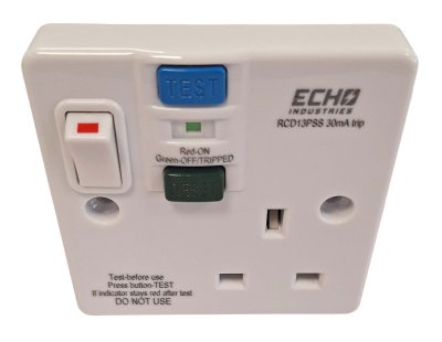 Plastic RCD Switched Socket Single 13A