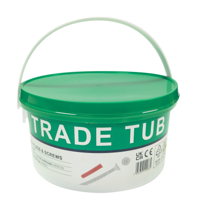 TRADE TUB - 400 X RED PLUGS + 400 X 8 X 1 1/2 SCREWS