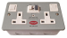2 GANG RCD PASSIVE SWITCHED METAL CLAD SOCKET 13A 30mA.