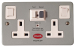 2 GANG RCD PASSIVE SWITCHED METAL CLAD SOCKET 13A 30mA.