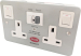 2 GANG RCD PASSIVE SWITCHED METAL CLAD SOCKET 13A 30mA.